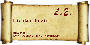 Lichter Ervin névjegykártya